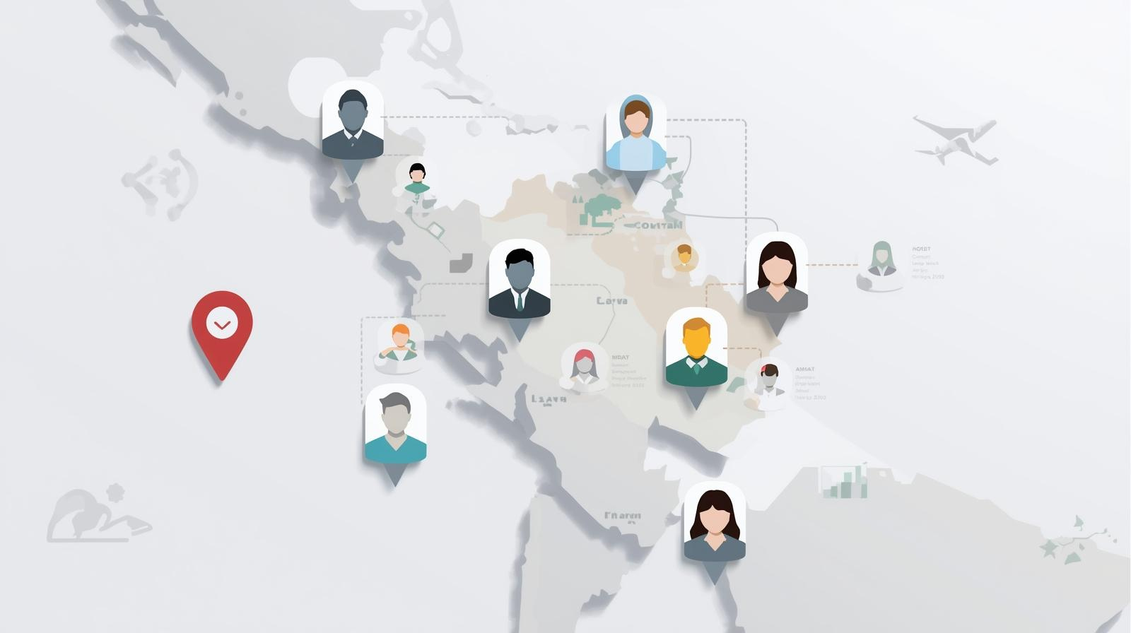 Icons representing different job roles with Mexican & LATAM professionals and a map in the background